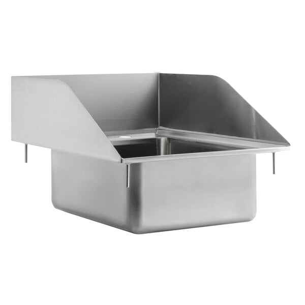A Regency stainless steel drop-in sink with side splashes in a countertop.