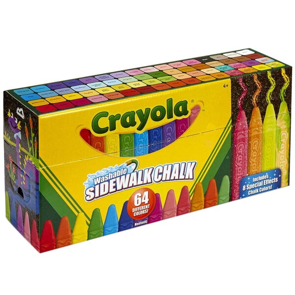A box of Crayola sidewalk chalk with white background.
