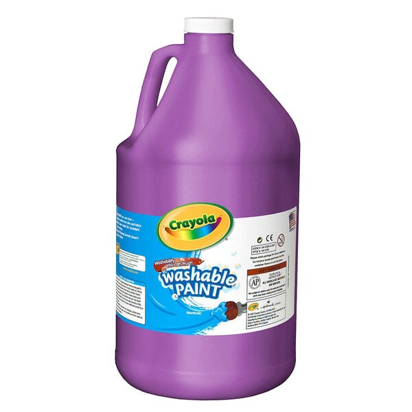 A purple jug of Crayola Violet Washable Paint with a white label.