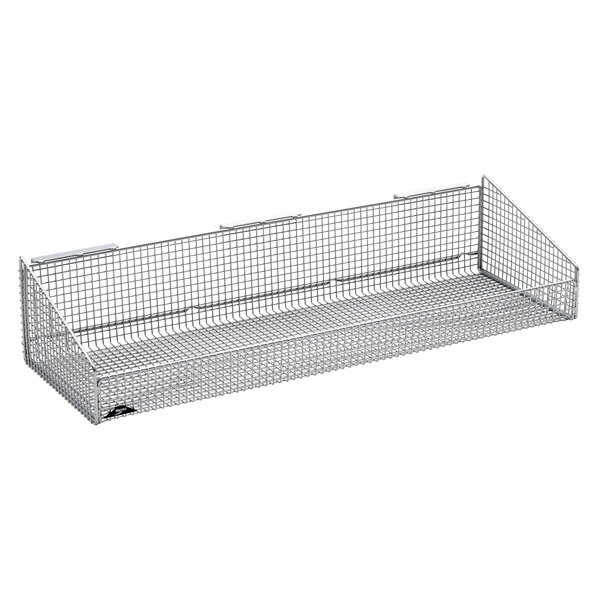 A Metro qwikSIGHT wire basket shelf with wire mesh on a white background.