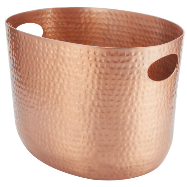 An American Metalcraft copper hammered aluminum beverage tub with handles.