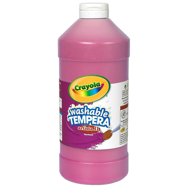 A purple bottle of Crayola Artista II Magenta Washable Tempera Paint.