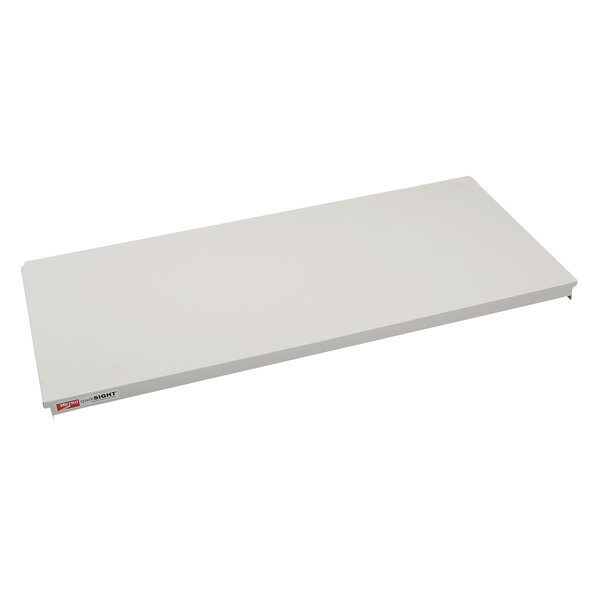 A white rectangular Metro qwikSIGHT shelf with a clear plastic cover.