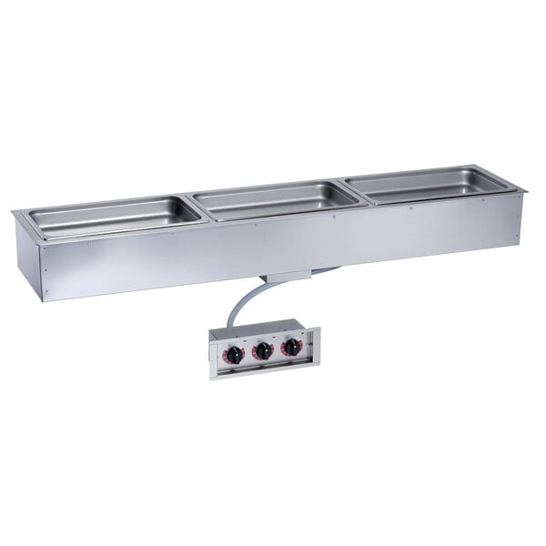 An Alto-Shaam Slimline drop-in hot food well with a control panel.