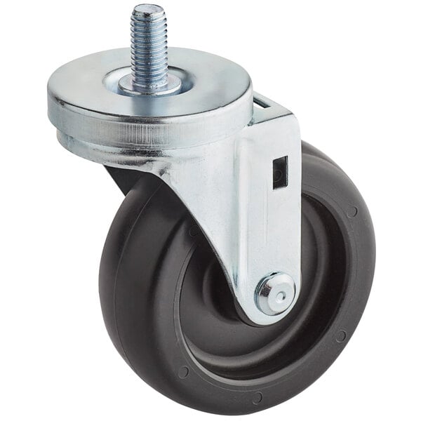A Beverage-Air black and silver stem caster wheel with a metal screw and nut.