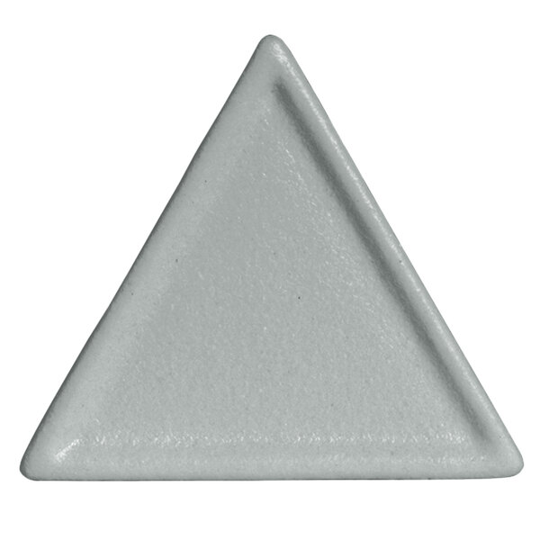 A white triangle-shaped steel resin-coated aluminum platter with a textured finish.