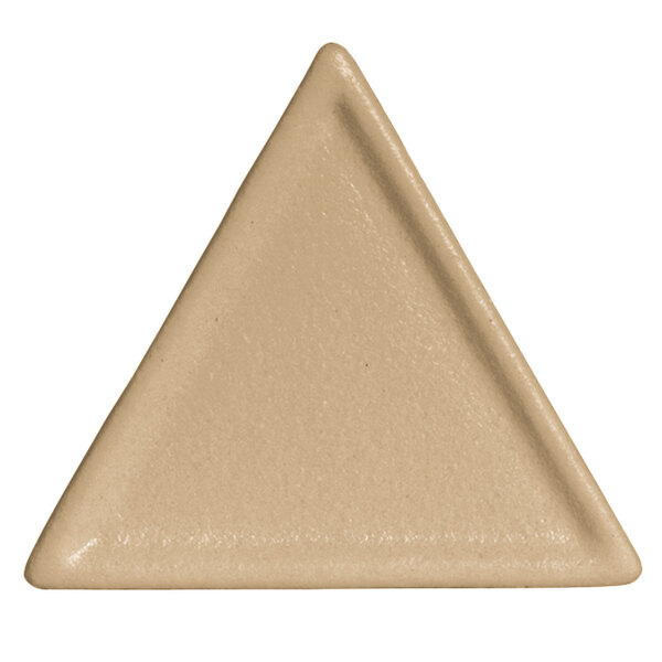 A G.E.T. Enterprises Bugambilia triangle disc platter with a smooth finish in a light beige color.
