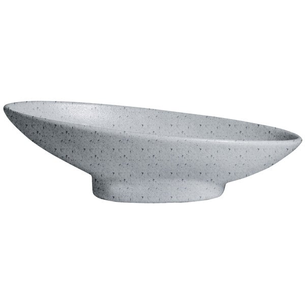 A G.E.T. Enterprises Bugambilia white resin-coated aluminum bowl with a speckled surface.