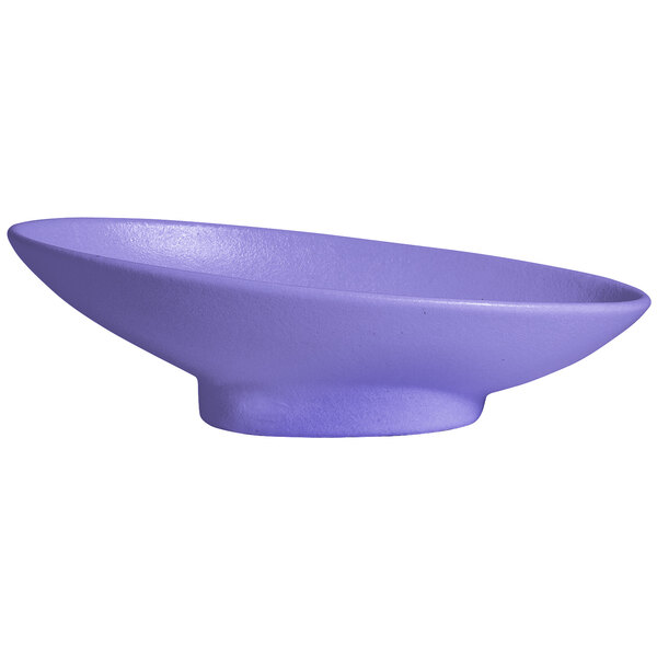 A lavender G.E.T. Enterprises Bugambilia resin-coated aluminum bowl with a textured surface.