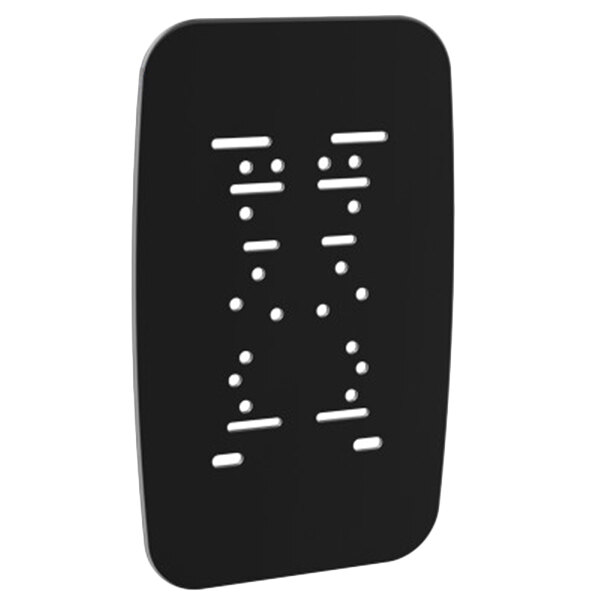 A black rectangular wall plate with white dots.