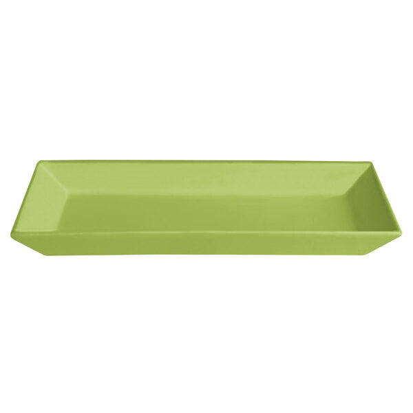 A green rectangular G.E.T. Enterprises Bugambilia tray with a textured surface on a white background.