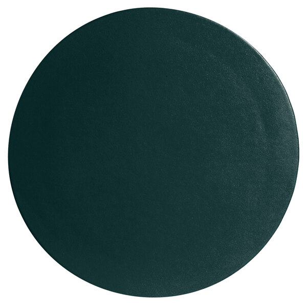 A forest green G.E.T. Enterprises Bugambilia small round disc with a smooth finish.