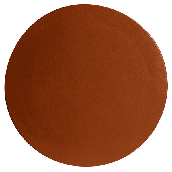A brown G.E.T. Enterprises Bugambilia large round disc with a smooth surface and a brown rim.