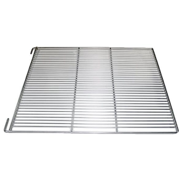 A True stainless steel wire shelf with a large grid.