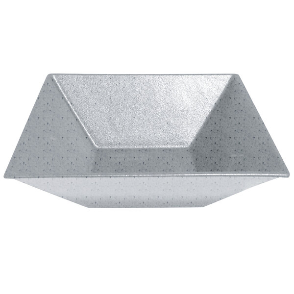 A G.E.T. Enterprises Bugambilia grey granite resin-coated metal bowl with a smooth finish.