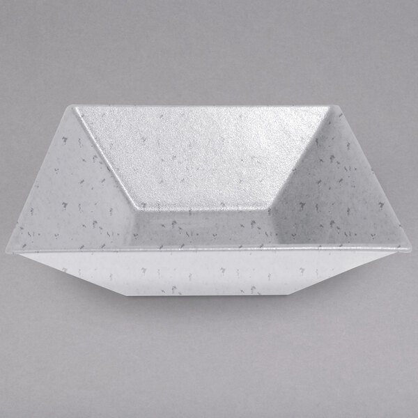 A white granite resin-coated aluminum deep square bowl with a white background.