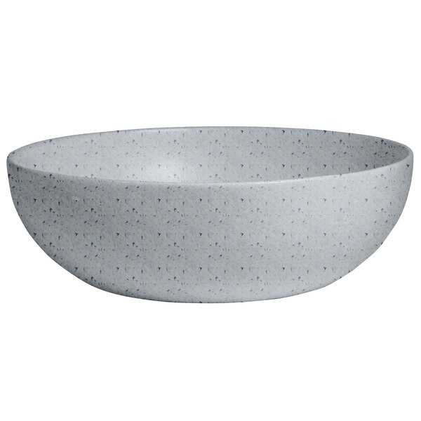 A G.E.T. Enterprises Bugambilia aluminum bowl with a grey speckled finish.