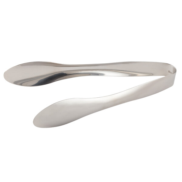 Bon Chef stainless steel serving tongs with a silver handle.