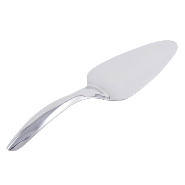 A Bon Chef stainless steel cake server with a hollow cool handle.