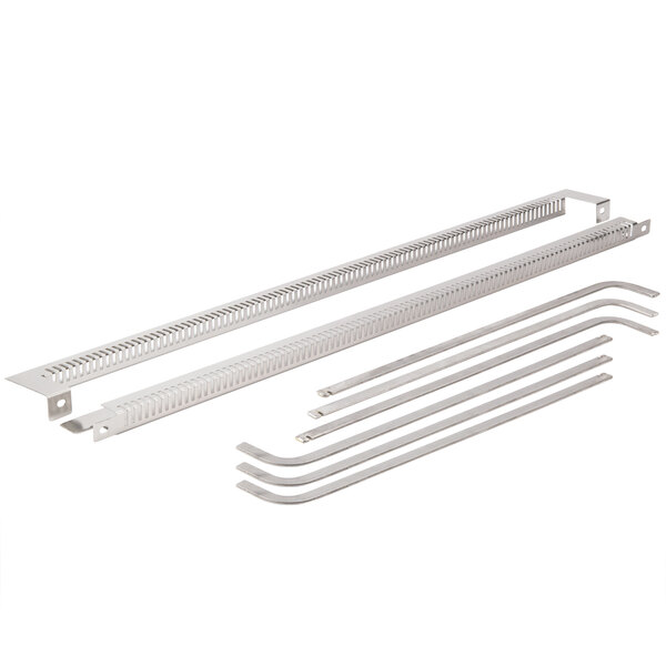 A white metal divider kit with several metal strips.