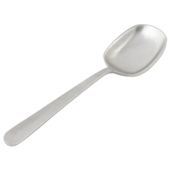A Bon Chef pewter-glo serving spoon with a silver handle.