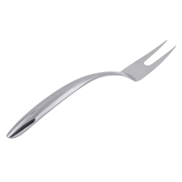 A Bon Chef stainless steel serving fork with a hollow silver handle.