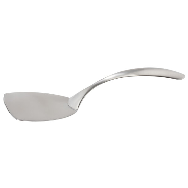 A Bon Chef brushed stainless steel turner with a long handle.