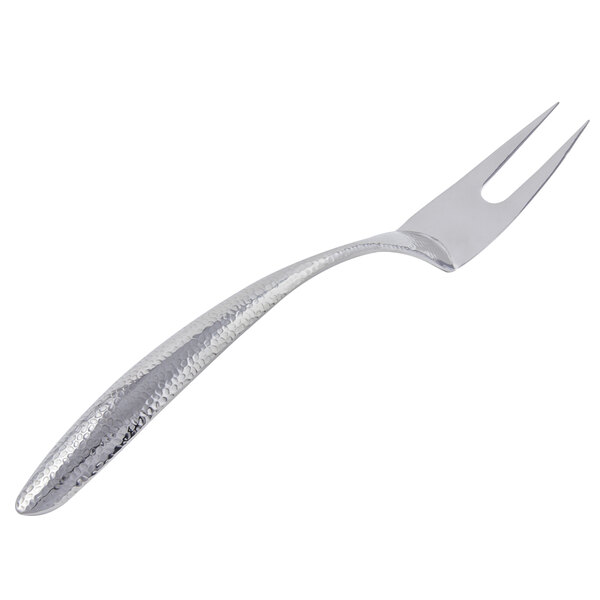 A Bon Chef stainless steel fork with a hammered handle.