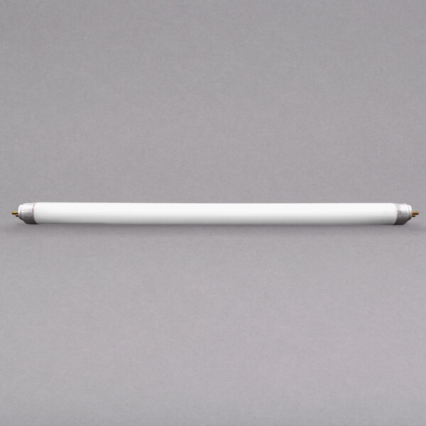A white tube with a silver tip.