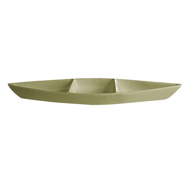 A G.E.T. Enterprises Bugambilia Willow Green metal deep boat with dividers.