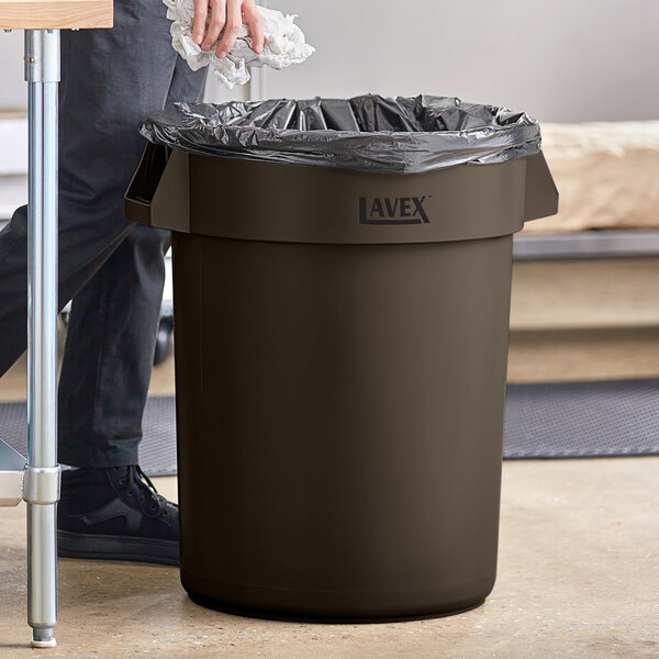 Lavex 32 Gallon Brown Round Commercial Trash Can