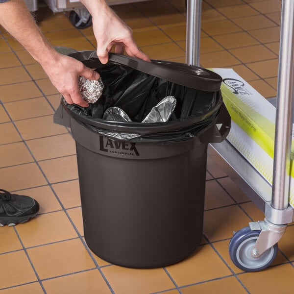 Lavex 10 Gallon Brown Round Commercial Trash Can Lid