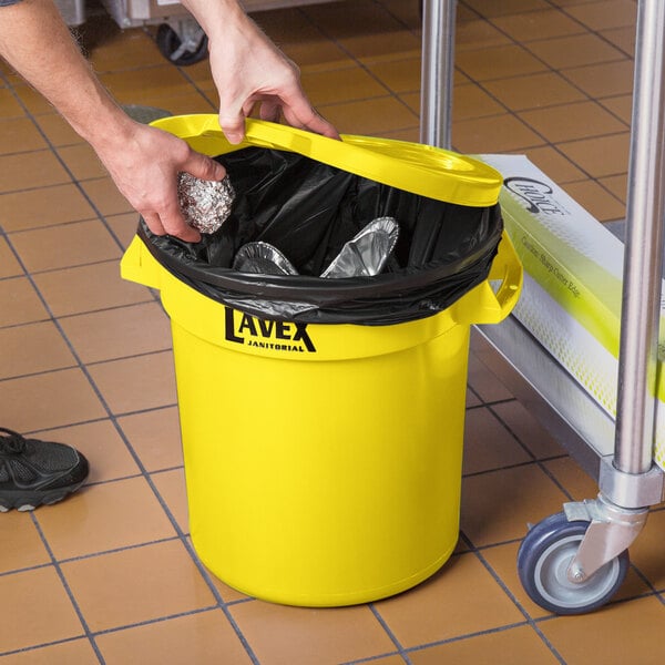 Lavex Yellow Round Commercial Trash Can Lid