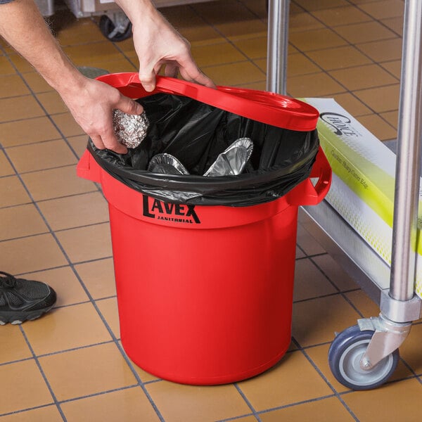 Lavex 10 Gallon Red Round Commercial Trash Can Lid