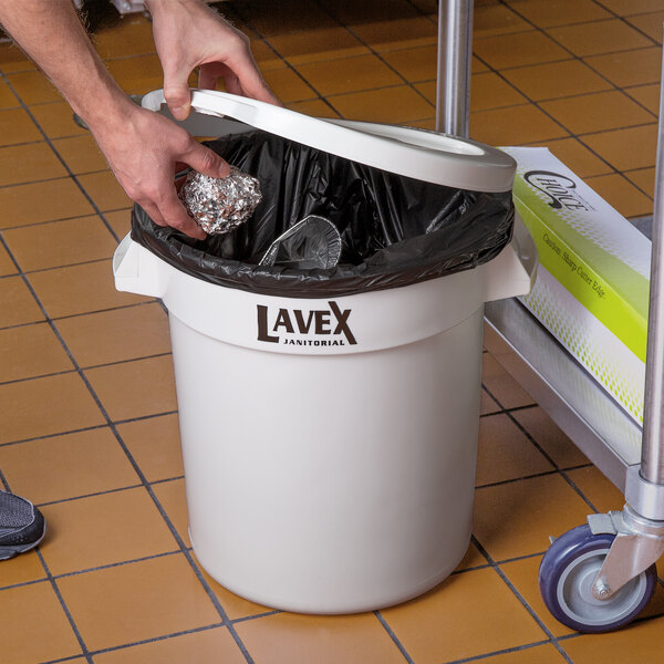 Lavex 10 Gallon White Round Commercial Trash Can Lid