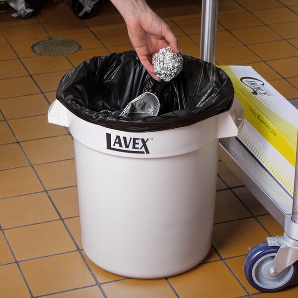 Lavex 10 Gallon White Round Commercial Trash Can