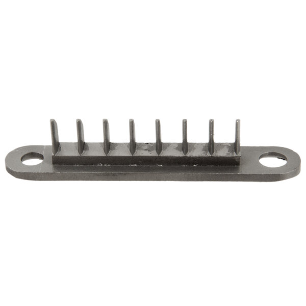A metal separating blade for a Nemco Curly Fry Cutter with six holes.