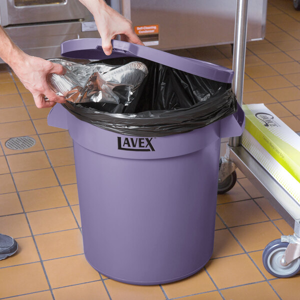 Lavex 20 Gallon Purple Round Commercial Trash Can and Lid