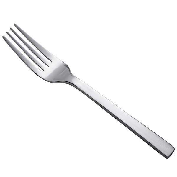The Oneida Chef's Table Satin stainless steel dessert/salad fork with a silver handle.