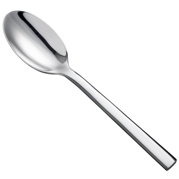 A Oneida stainless steel oval bowl soup/dessert spoon with a silver handle.