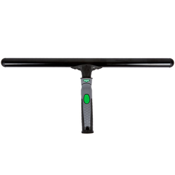 An Unger ErgoTec Ninja T-Bar window washer handle with a green and black handle.