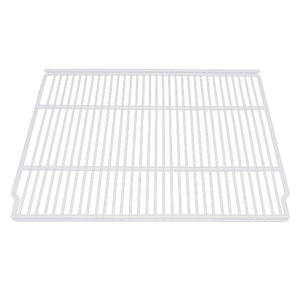 A white metal grid shelf for a True merchandiser.