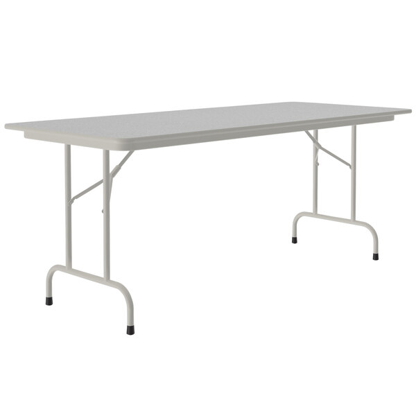 A rectangular gray granite folding table with a gray frame and legs.