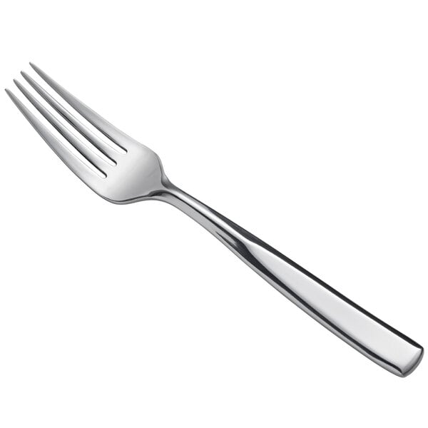 A Oneida Tidal stainless steel salad/dessert fork with a silver handle.