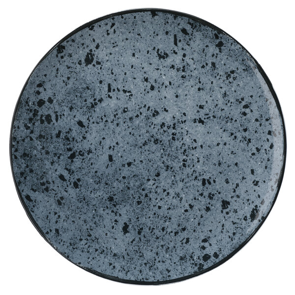 A Schonwald stone porcelain coupe plate with black and gray speckles.