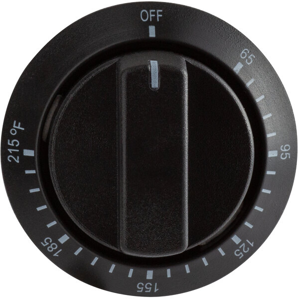 A black rectangular knob with white numbers.