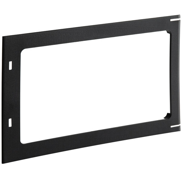 A black rectangular door gasket for Solwave Space Saver microwaves with a white background.