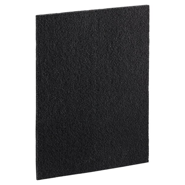 A black rectangular carbon filter with a white background.
