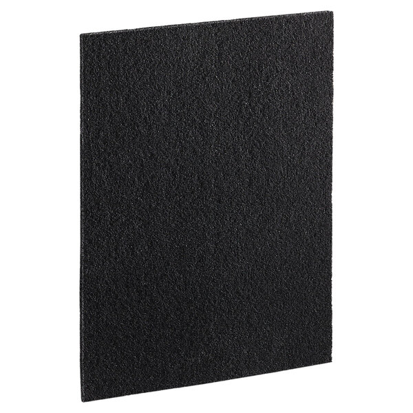 A black rectangular carbon filter on a white background.