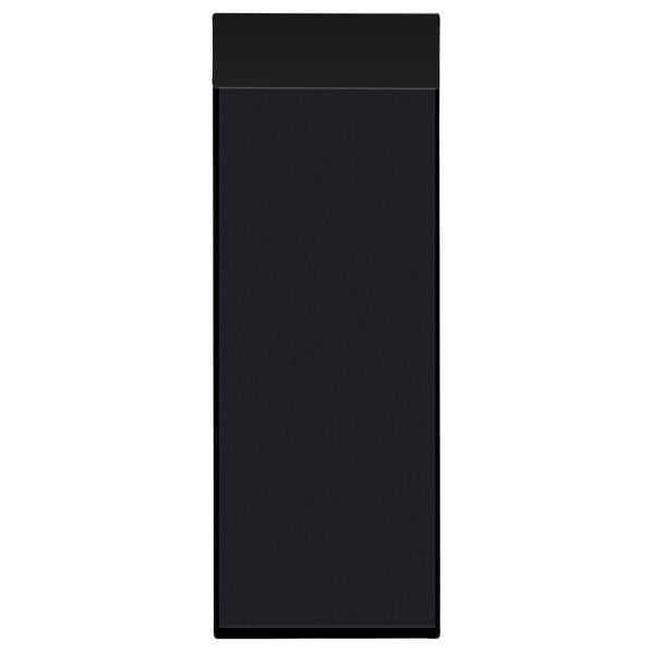 A black rectangular object with white border and white text.
